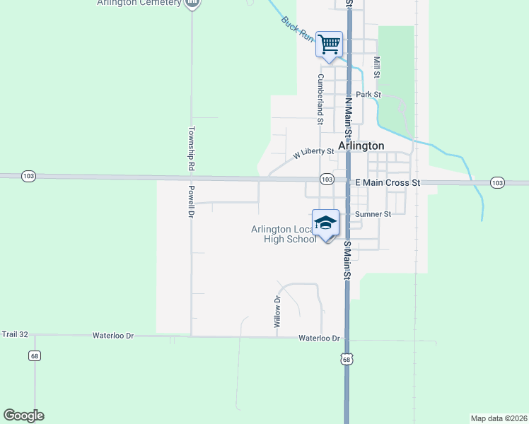 map of restaurants, bars, coffee shops, grocery stores, and more near 205 Maple Drive in Arlington