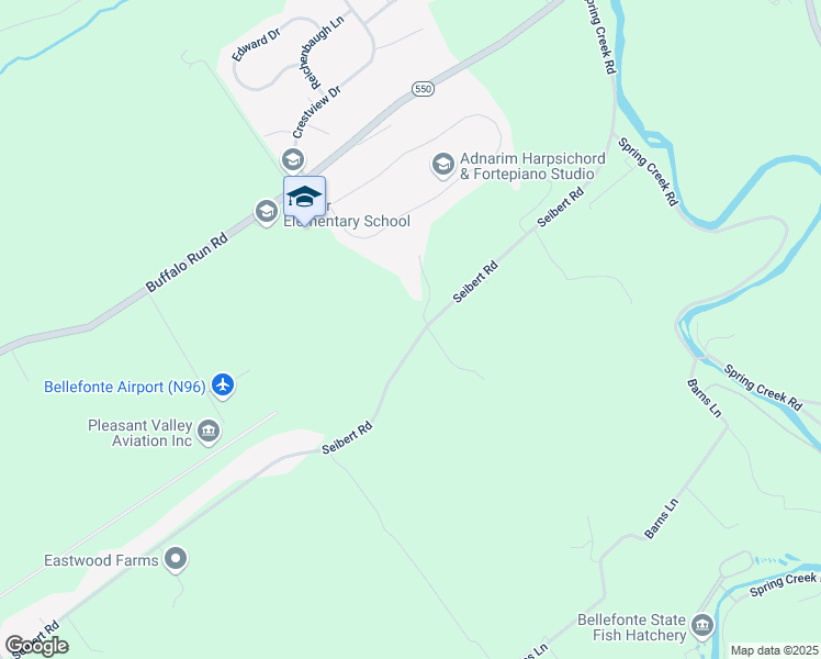 map of restaurants, bars, coffee shops, grocery stores, and more near 565 Seibert Road in Bellefonte