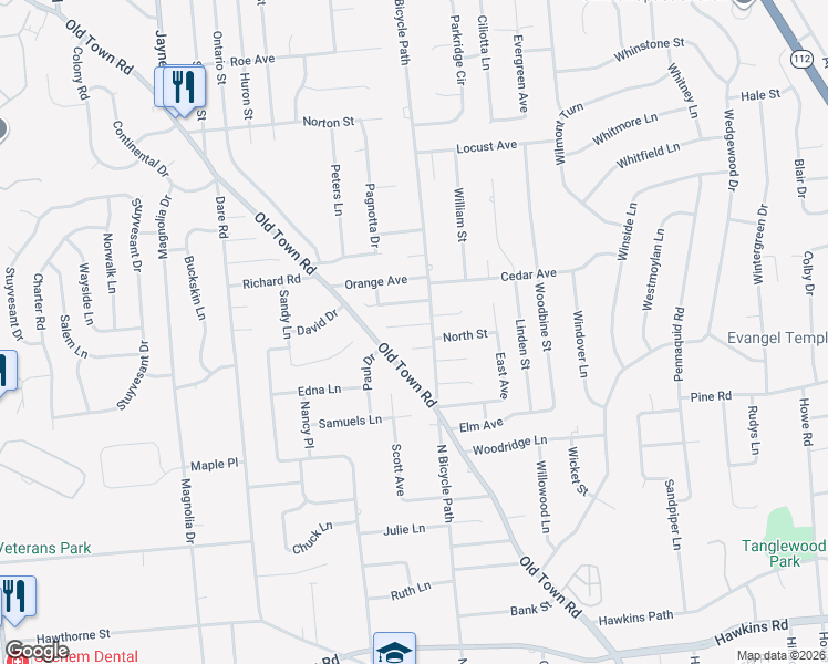 map of restaurants, bars, coffee shops, grocery stores, and more near 861 Old Town Road in Port Jefferson Station