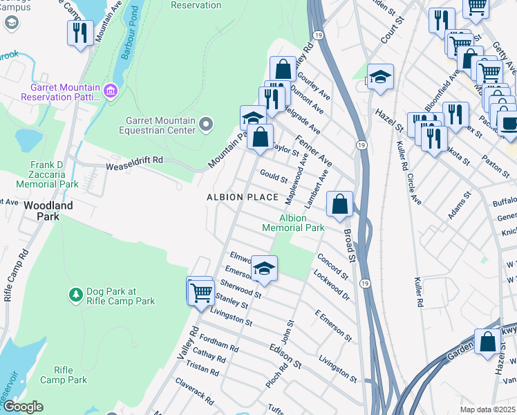 map of restaurants, bars, coffee shops, grocery stores, and more near 151 Silleck Street in Clifton