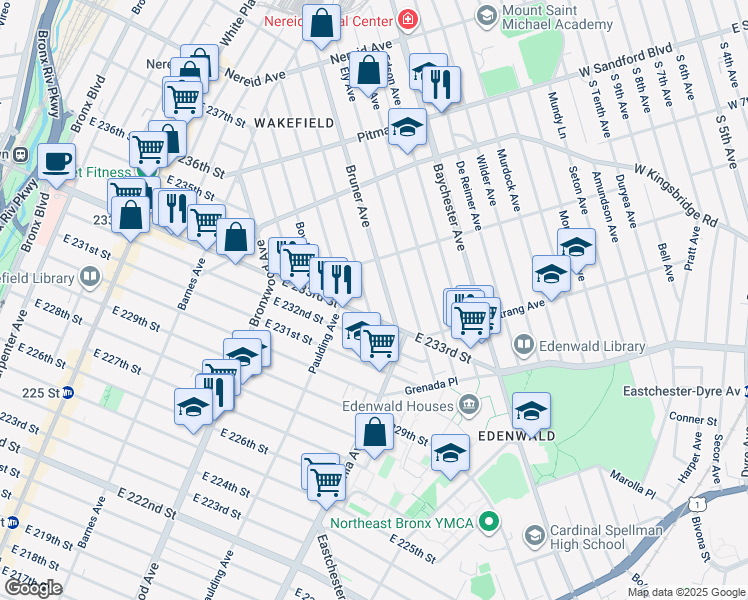 map of restaurants, bars, coffee shops, grocery stores, and more near 4047 Wickham Avenue in Bronx