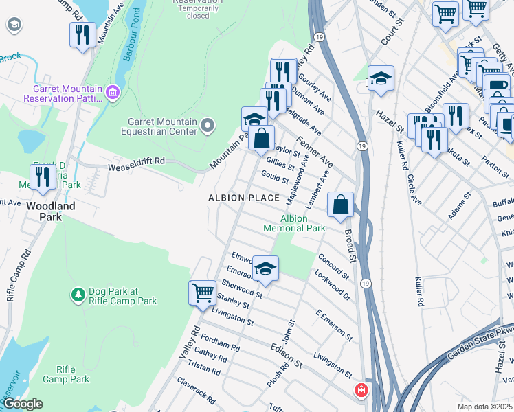 map of restaurants, bars, coffee shops, grocery stores, and more near 131 Nelson Street in Clifton