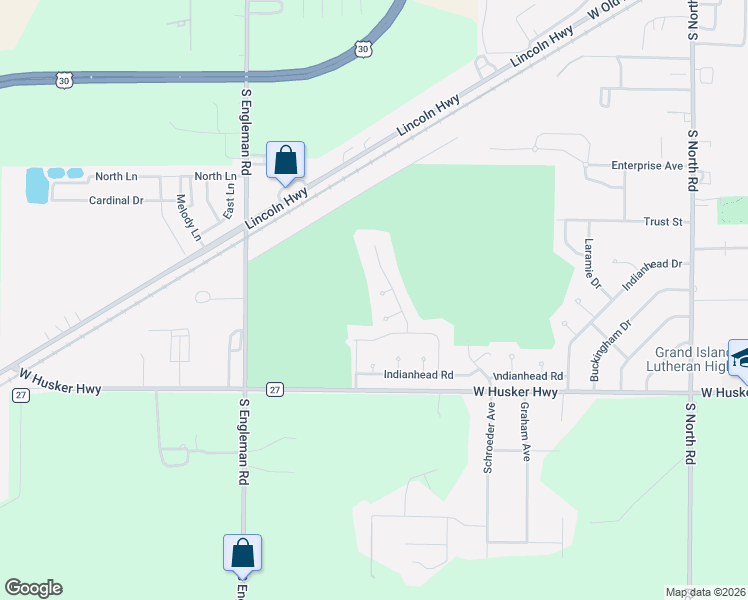 map of restaurants, bars, coffee shops, grocery stores, and more near 3134 Saint Andrews Circle in Grand Island