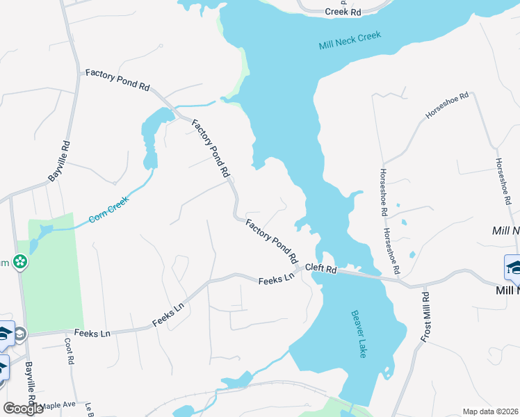 map of restaurants, bars, coffee shops, grocery stores, and more near 135 Factory Pond Road in Locust Valley