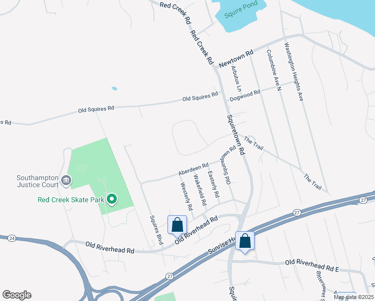 map of restaurants, bars, coffee shops, grocery stores, and more near 12 Bay Woods Drive in Hampton Bays