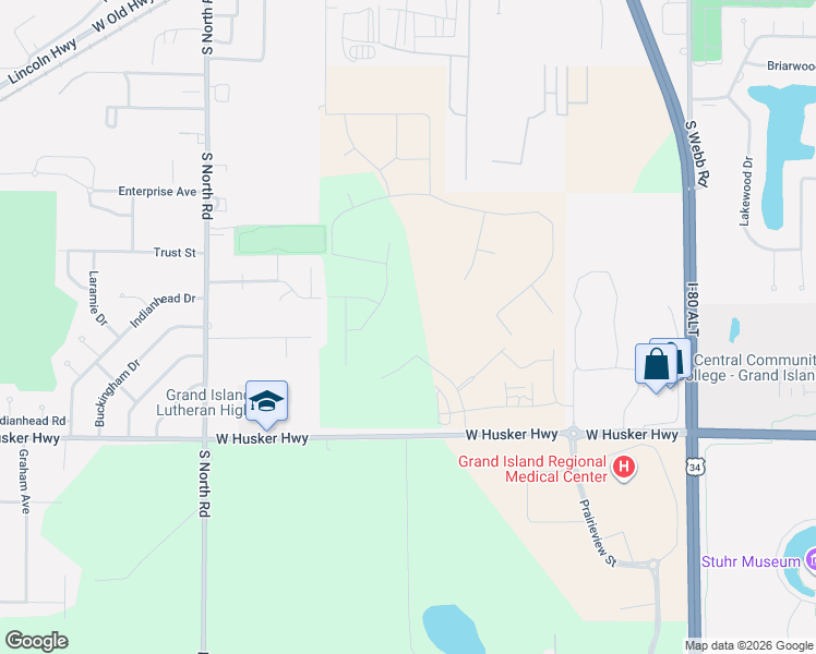 map of restaurants, bars, coffee shops, grocery stores, and more near 3732 West Husker Highway in Grand Island