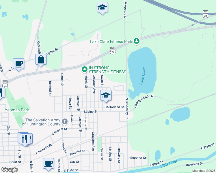 map of restaurants, bars, coffee shops, grocery stores, and more near 2260 Atlantic Street in Huntington