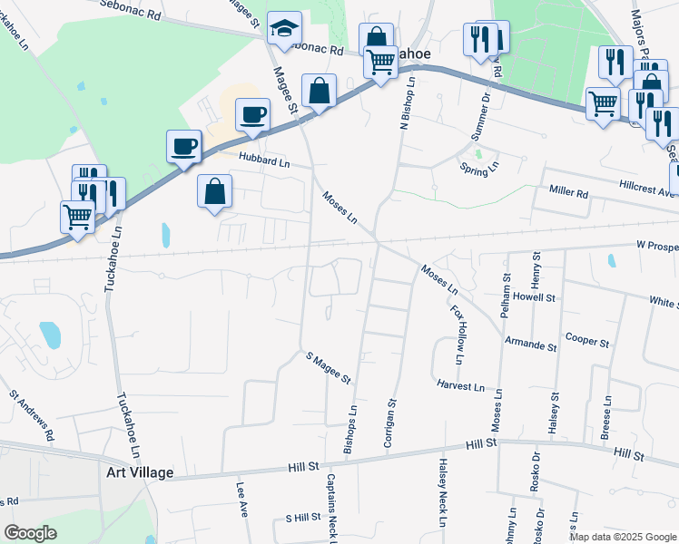 map of restaurants, bars, coffee shops, grocery stores, and more near 200 Magee Street in Southampton