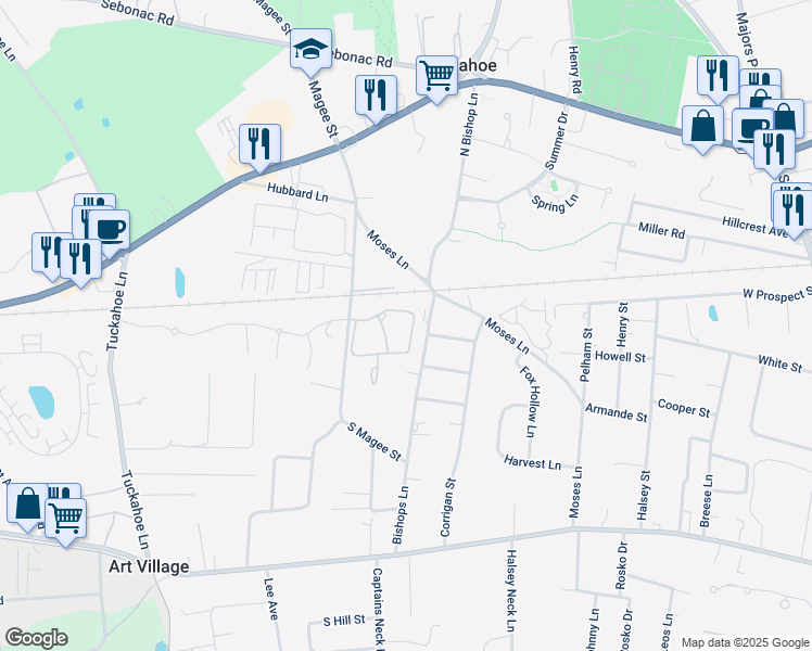 map of restaurants, bars, coffee shops, grocery stores, and more near 112 High Pond Lane in Southampton