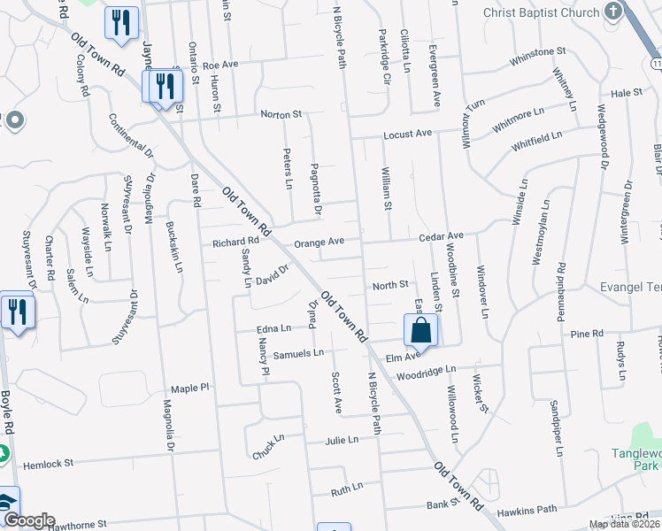 map of restaurants, bars, coffee shops, grocery stores, and more near 8 Sullivan Avenue in Port Jefferson Station