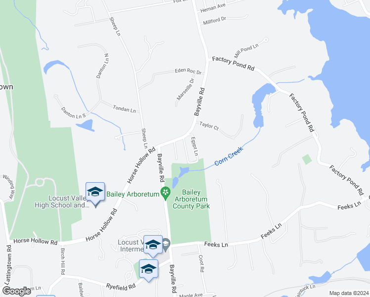 map of restaurants, bars, coffee shops, grocery stores, and more near 21 Matinecock Lane in Locust Valley