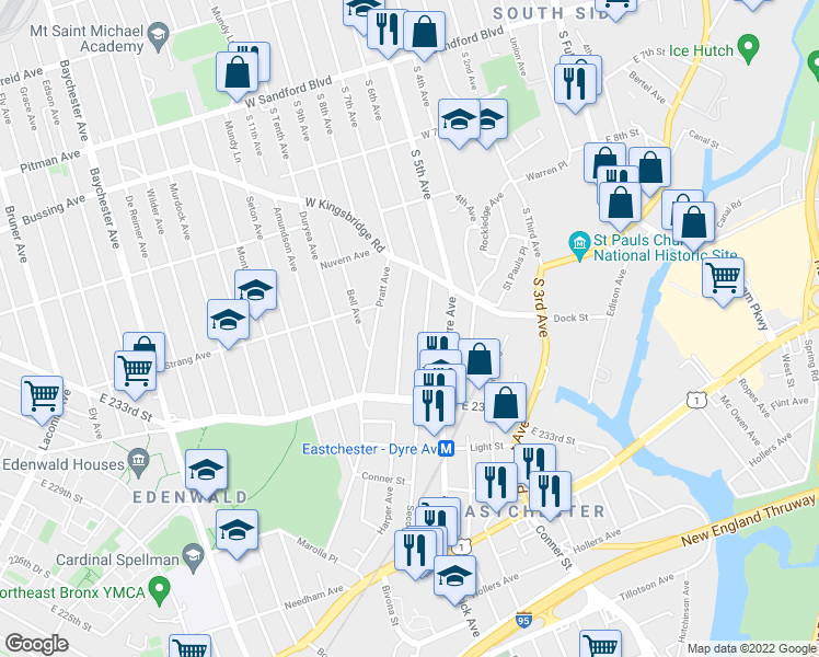 map of restaurants, bars, coffee shops, grocery stores, and more near 4027 Harper Avenue in Bronx