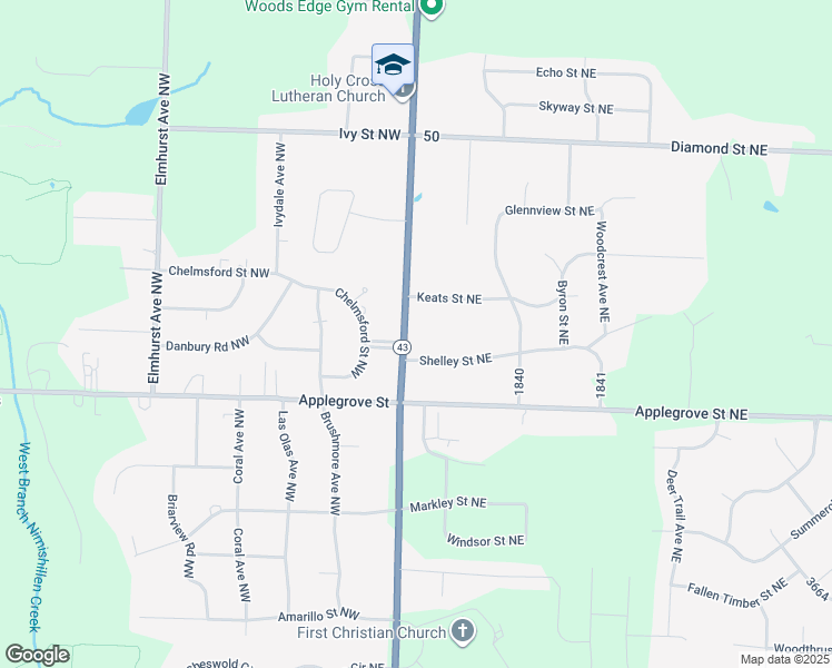 map of restaurants, bars, coffee shops, grocery stores, and more near 7436 Market Avenue North in Canton