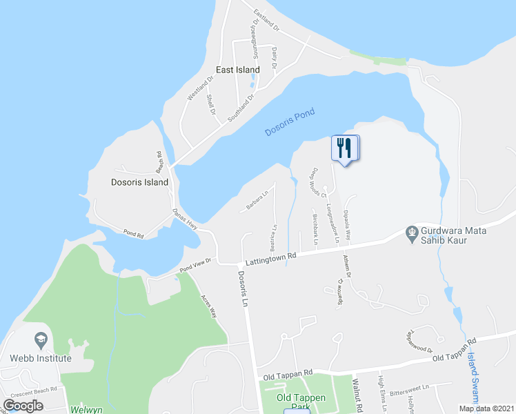 map of restaurants, bars, coffee shops, grocery stores, and more near 3 Barbara Lane in Glen Cove