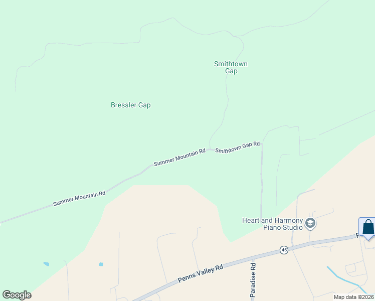 map of restaurants, bars, coffee shops, grocery stores, and more near 397 Summer Mountain Road in Spring Mills