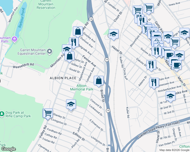 map of restaurants, bars, coffee shops, grocery stores, and more near 30 Norman Avenue in Clifton