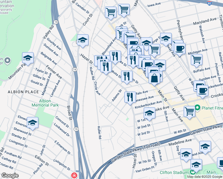 map of restaurants, bars, coffee shops, grocery stores, and more near 26 Prospect Street in Clifton