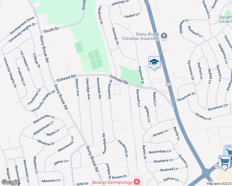 map of restaurants, bars, coffee shops, grocery stores, and more near 37 Oak Run in Stony Brook