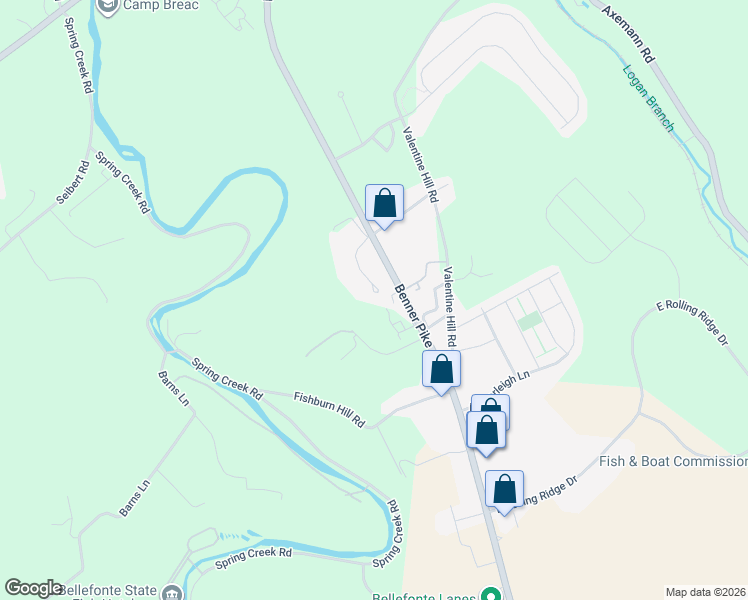 map of restaurants, bars, coffee shops, grocery stores, and more near 177 Bel Air Hills Road in Bellefonte