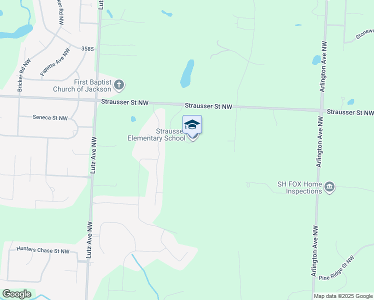 map of restaurants, bars, coffee shops, grocery stores, and more near 8646 Strausser Street Northwest in Massillon