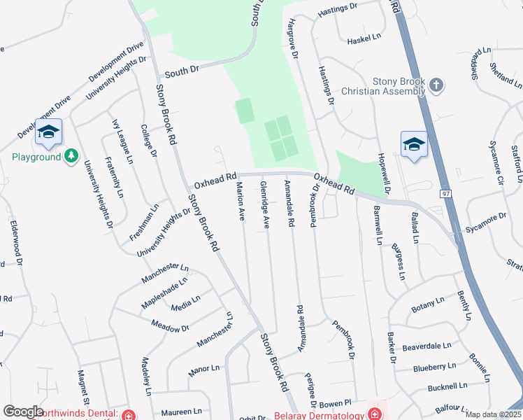 map of restaurants, bars, coffee shops, grocery stores, and more near 10 Glenridge Avenue in Stony Brook
