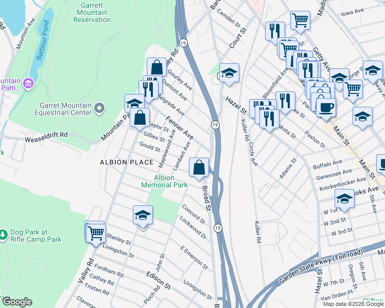 map of restaurants, bars, coffee shops, grocery stores, and more near 30 Norman Avenue in Clifton