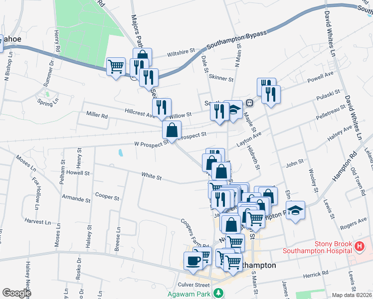 map of restaurants, bars, coffee shops, grocery stores, and more near 29 North Sea Road in Southampton