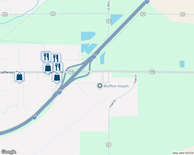 map of restaurants, bars, coffee shops, grocery stores, and more near 851 Highway 103 in Bluffton