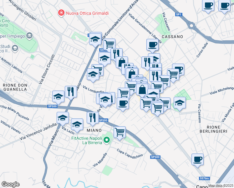 map of restaurants, bars, coffee shops, grocery stores, and more near 10a Via Raffaele Angiulli in Napoli