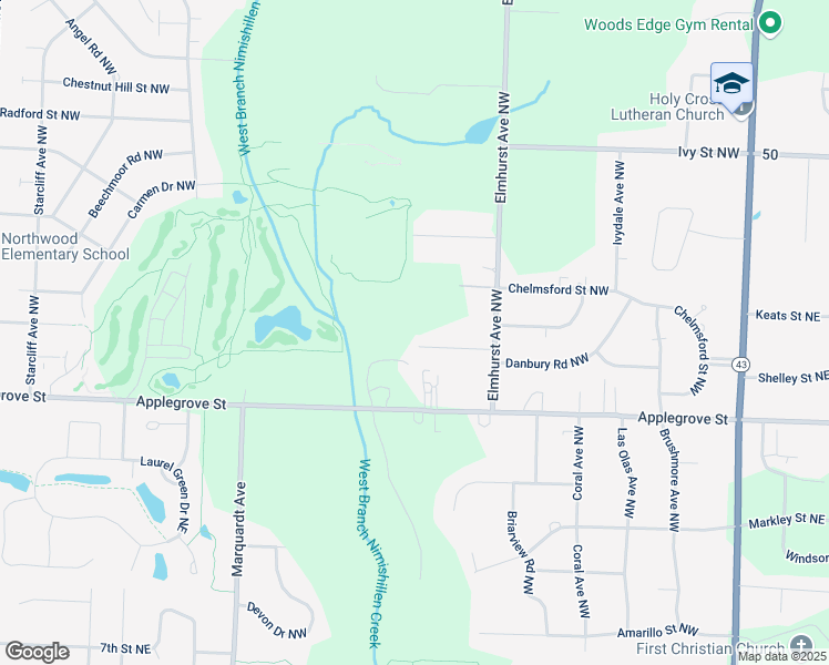 map of restaurants, bars, coffee shops, grocery stores, and more near 7221 Elmhurst Avenue Northwest in North Canton