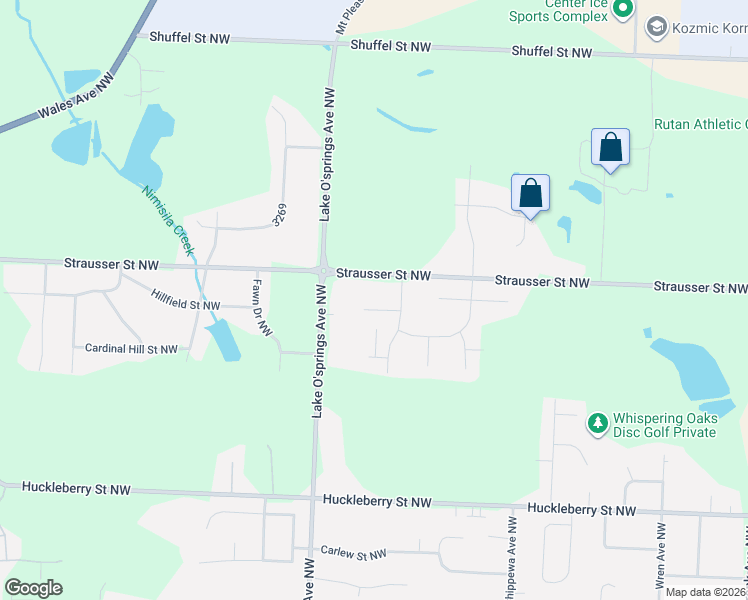 map of restaurants, bars, coffee shops, grocery stores, and more near 5902 Westridge Circle Northwest in North Canton