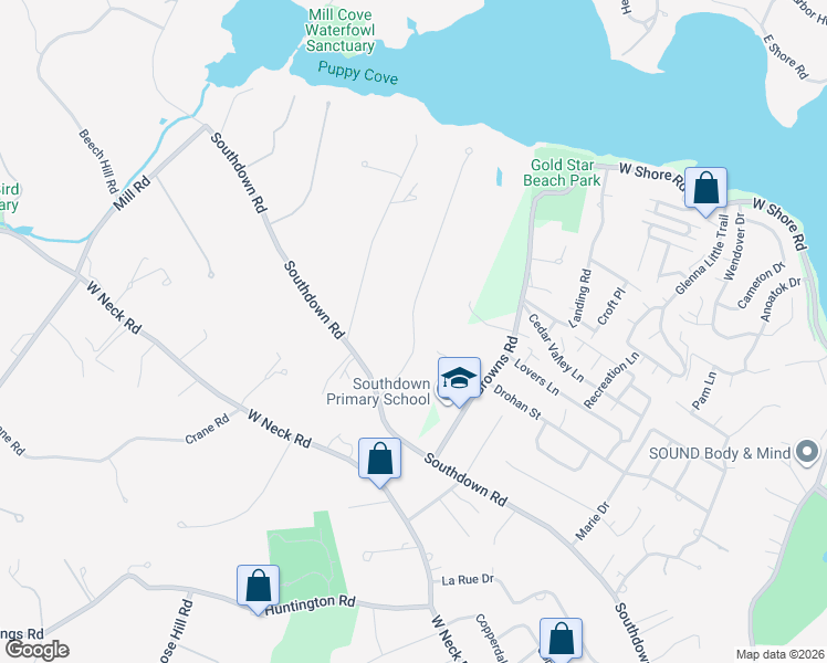 map of restaurants, bars, coffee shops, grocery stores, and more near 5 Abbington Drive in Lloyd Harbor