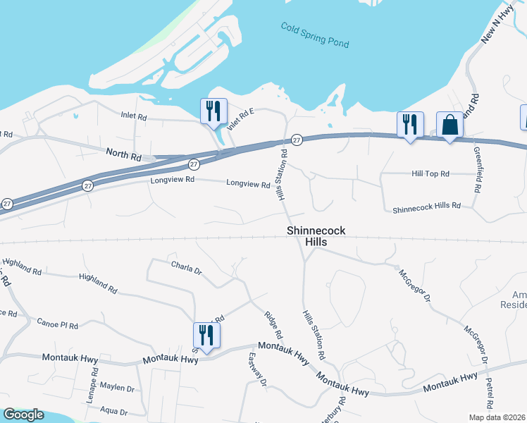 map of restaurants, bars, coffee shops, grocery stores, and more near 14 Club Drive in Southampton
