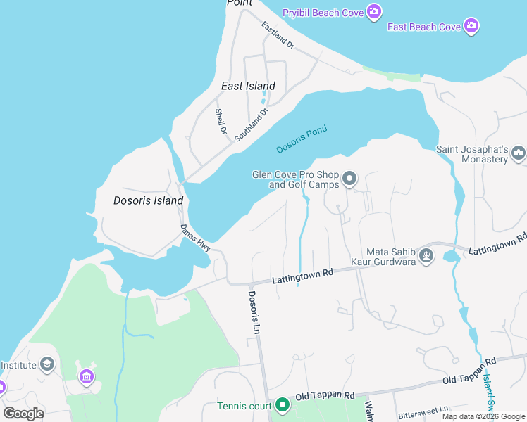 map of restaurants, bars, coffee shops, grocery stores, and more near 3 Barbara Lane in Glen Cove