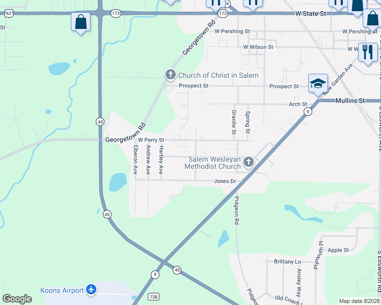 map of restaurants, bars, coffee shops, grocery stores, and more near 1019 Liberty Street in Salem