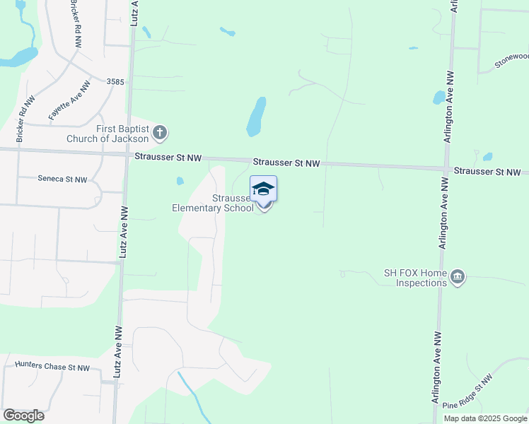 map of restaurants, bars, coffee shops, grocery stores, and more near 8646 Strausser Street Northwest in Massillon