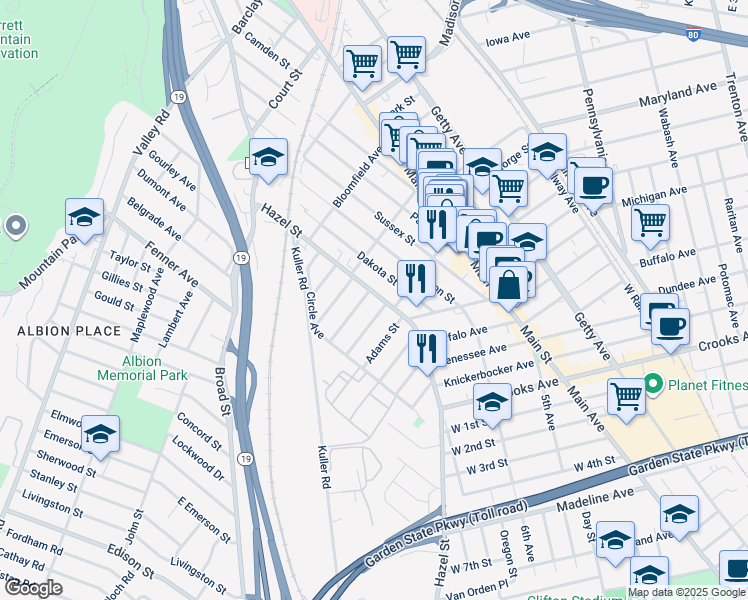 map of restaurants, bars, coffee shops, grocery stores, and more near 26 Prospect Street in Clifton