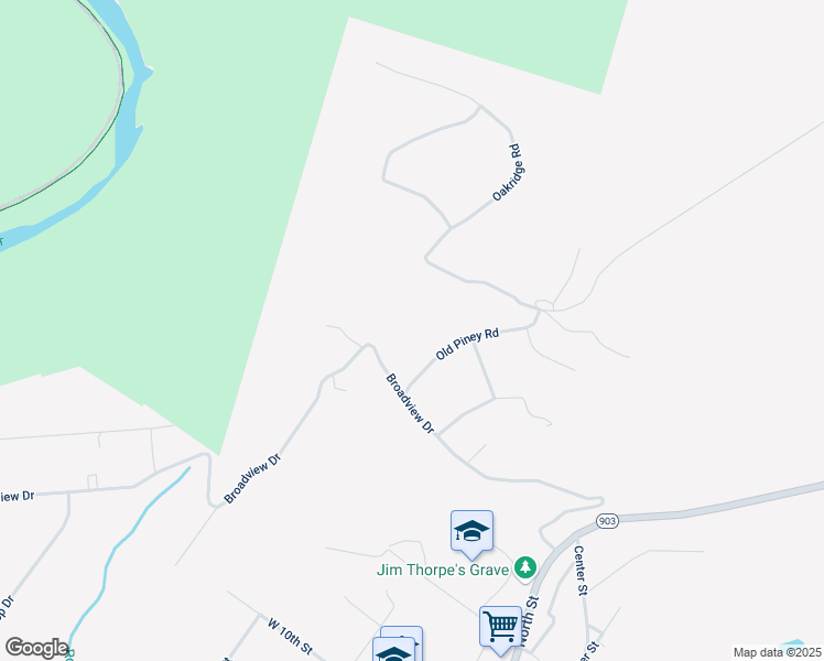 map of restaurants, bars, coffee shops, grocery stores, and more near 921 Old Piney Road in Jim Thorpe