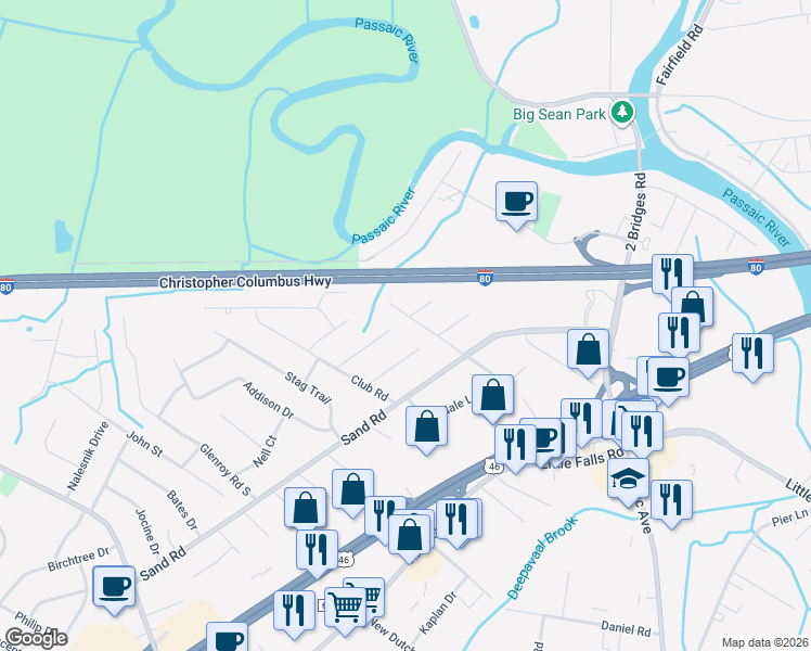 map of restaurants, bars, coffee shops, grocery stores, and more near 3 Grace Court in Fairfield