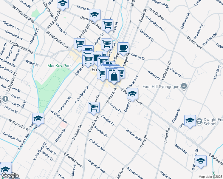 map of restaurants, bars, coffee shops, grocery stores, and more near in Englewood