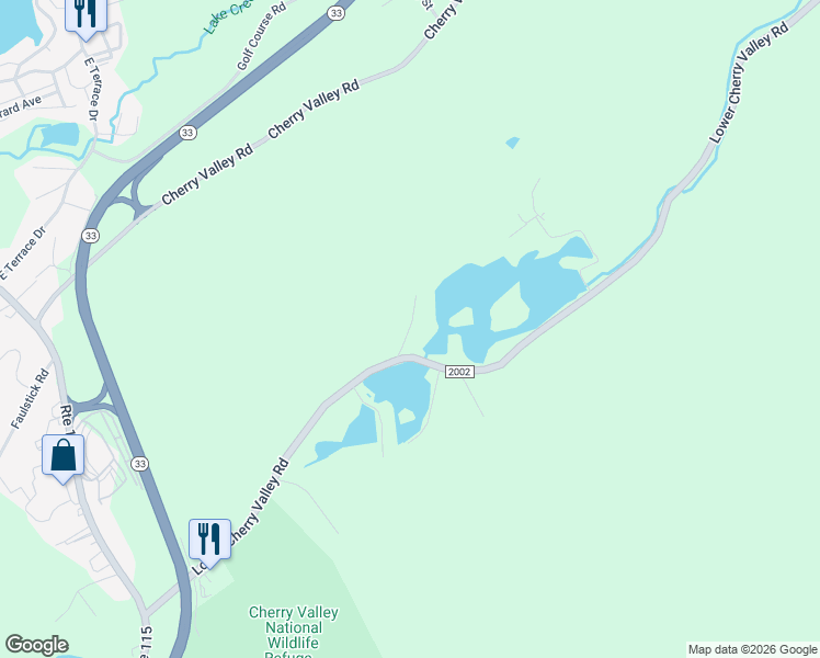 map of restaurants, bars, coffee shops, grocery stores, and more near Cedar Ln in Stroudsburg