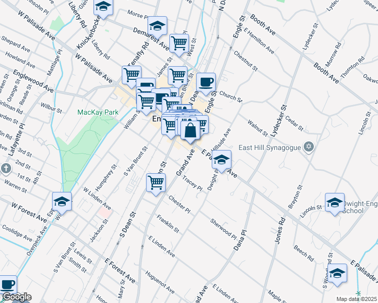 map of restaurants, bars, coffee shops, grocery stores, and more near in Englewood