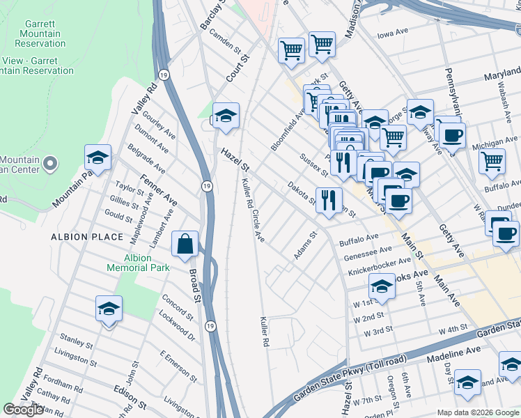 map of restaurants, bars, coffee shops, grocery stores, and more near 11 Butler Street in Clifton