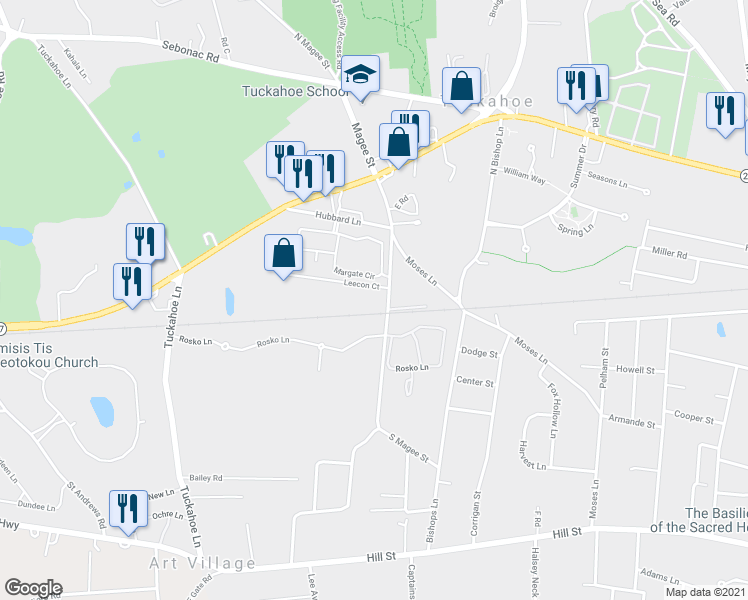 map of restaurants, bars, coffee shops, grocery stores, and more near 2 Leecon Court in Southampton