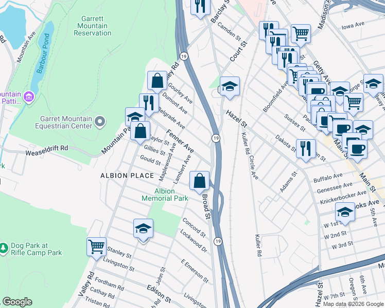 map of restaurants, bars, coffee shops, grocery stores, and more near 54 Fenner Avenue in Clifton
