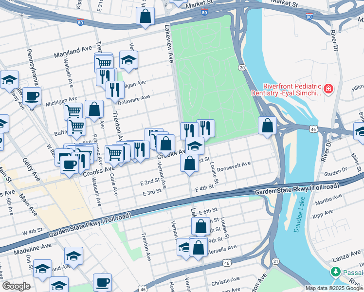map of restaurants, bars, coffee shops, grocery stores, and more near 294 Lakeview Avenue in Clifton