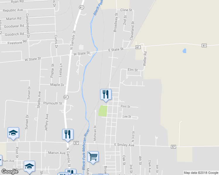 map of restaurants, bars, coffee shops, grocery stores, and more near 99 Powell Street in Shelby