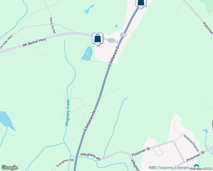 map of restaurants, bars, coffee shops, grocery stores, and more near 1897 South Delaware Drive in Mount Bethel