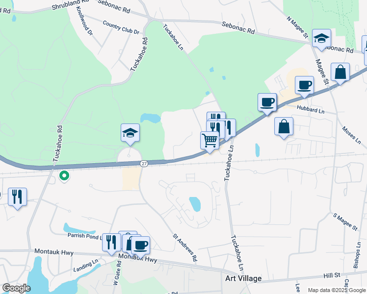 map of restaurants, bars, coffee shops, grocery stores, and more near 901 County Road 39 in Southampton