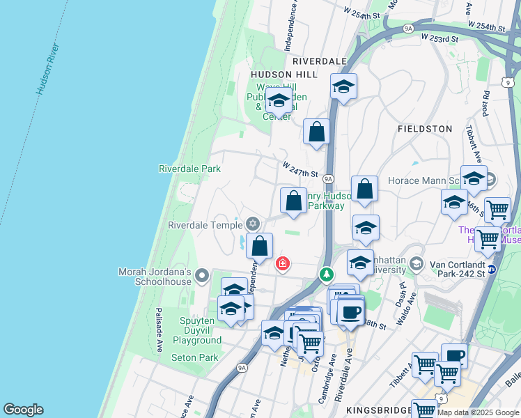 map of restaurants, bars, coffee shops, grocery stores, and more near 4 Ploughmans Bush in Bronx